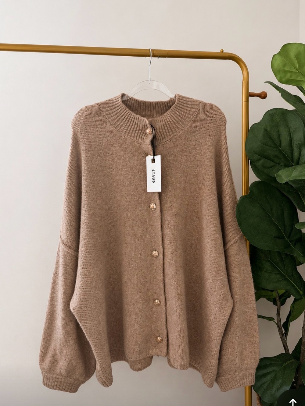 STAUD Taupe Oversized Knit Cardigan Sweater | NWT